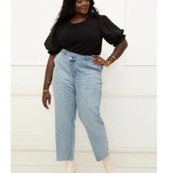 ELOQUII Elements Women's Plus Size Overlap Waist Jeans SZ 18 NWT - Picture 2 of 5
